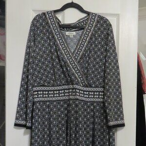 Max Studio Black and White Print Wrap Dress